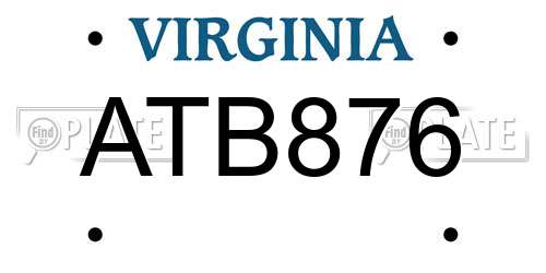 ATB876 Virginia License Plate