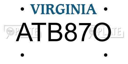 ATB87O Virginia License Plate