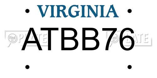 ATBB76 Virginia License Plate
