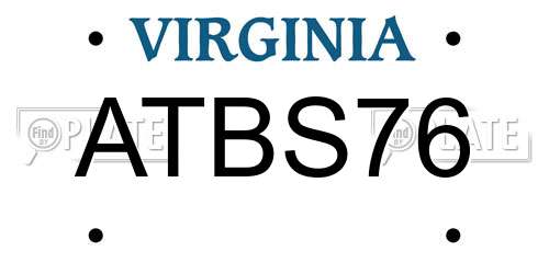ATBS76 Virginia License Plate