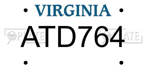 ATD764 Virginia License Plate