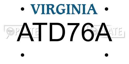 ATD76A Virginia License Plate
