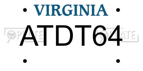 ATDT64 Virginia License Plate