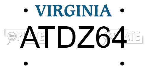 ATDZ64 Virginia License Plate