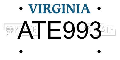 ATE993 Virginia License Plate