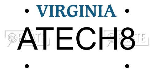 ATECH8 Virginia License Plate