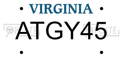 ATGY45 Virginia License Plate