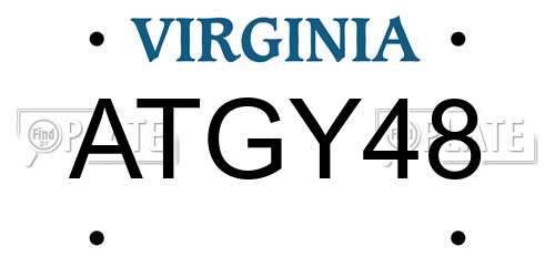 ATGY48 Virginia License Plate