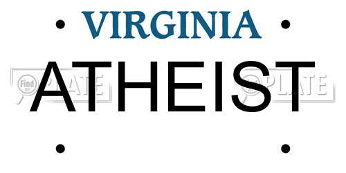 ATHEIST Virginia License Plate