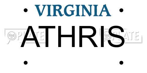 ATHRIS Virginia License Plate