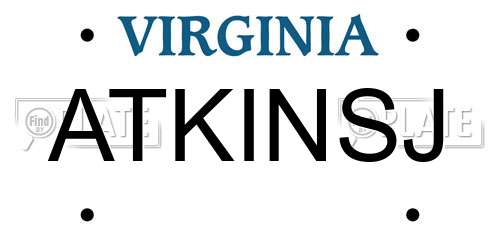 ATKINSJ Virginia License Plate