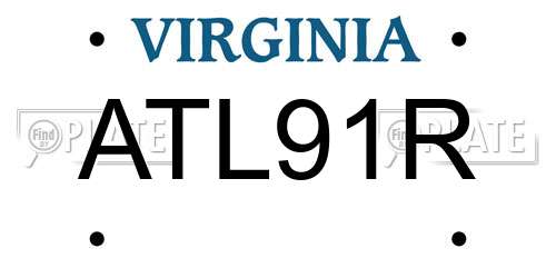 ATL91R Virginia License Plate