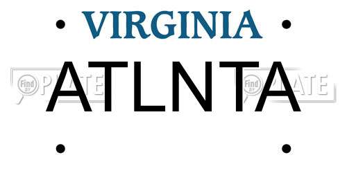 ATLNTA Virginia License Plate