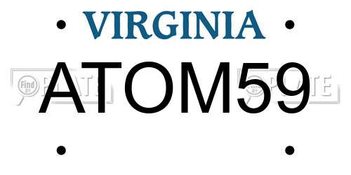 ATOM59 Virginia License Plate