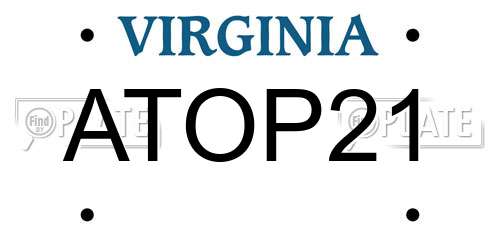 ATOP21 Virginia License Plate