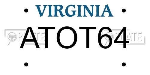 ATOT64 Virginia License Plate