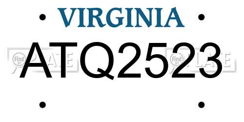ATQ2523 Virginia License Plate