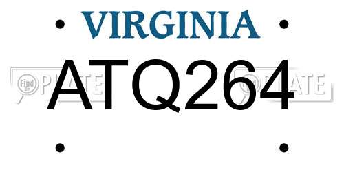 ATQ264 Virginia License Plate