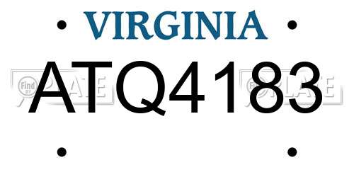 ATQ4183 Virginia License Plate