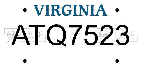 ATQ7523 Virginia License Plate
