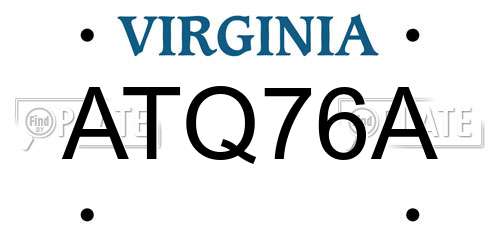ATQ76A Virginia License Plate