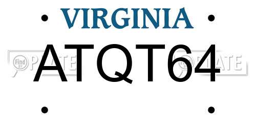 ATQT64 Virginia License Plate