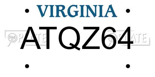 ATQZ64 Virginia License Plate