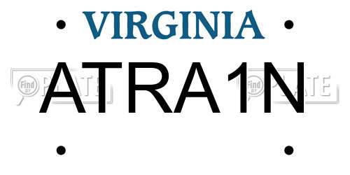 ATRA1N Virginia License Plate