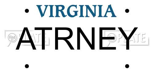 ATRNEY Virginia License Plate