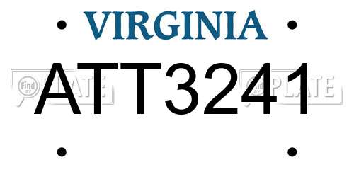 ATT3241 Virginia License Plate