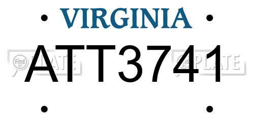 ATT3741 Virginia License Plate