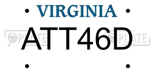 ATT46D Virginia License Plate