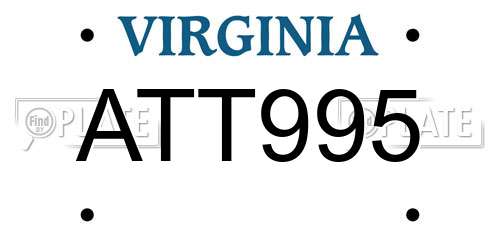 ATT995 Virginia License Plate