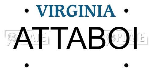 ATTABOI Virginia License Plate