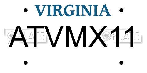 ATVMX11 Virginia License Plate