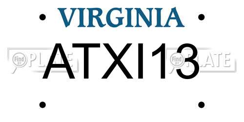 ATXI13 Virginia License Plate