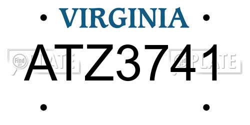 ATZ3741 Virginia License Plate