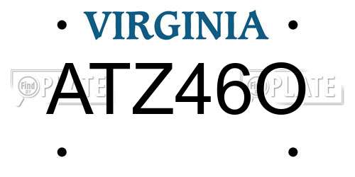 ATZ46O Virginia License Plate