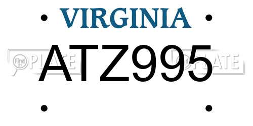 ATZ995 Virginia License Plate