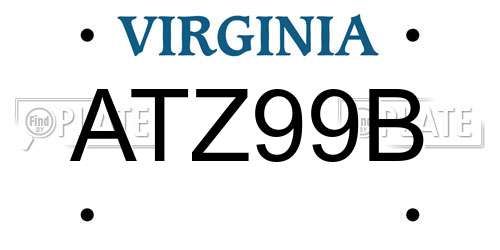 ATZ99B Virginia License Plate