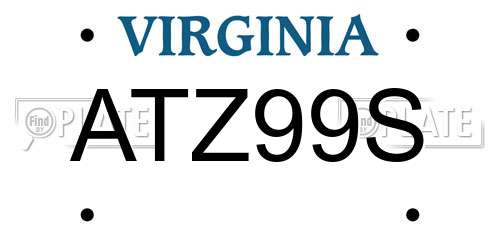 ATZ99S Virginia License Plate
