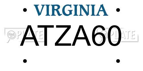 ATZA60 Virginia License Plate