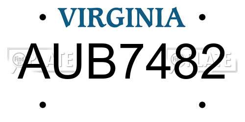 AUB7482 Virginia License Plate