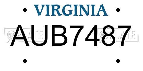 AUB7487 Virginia License Plate