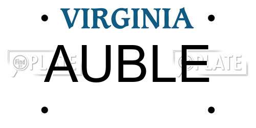 AUBLE Virginia License Plate
