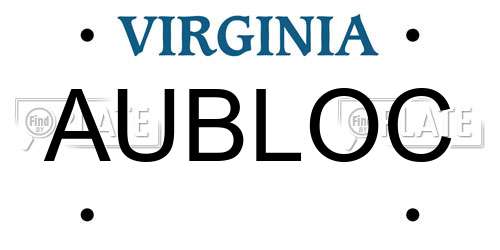 AUBLOC Virginia License Plate
