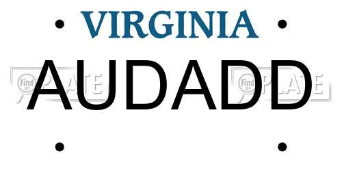 AUDADD Virginia License Plate