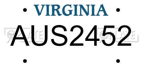 AUS2452 Virginia License Plate