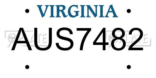 AUS7482 Virginia License Plate