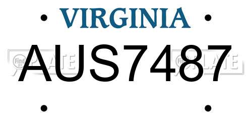 AUS7487 Virginia License Plate